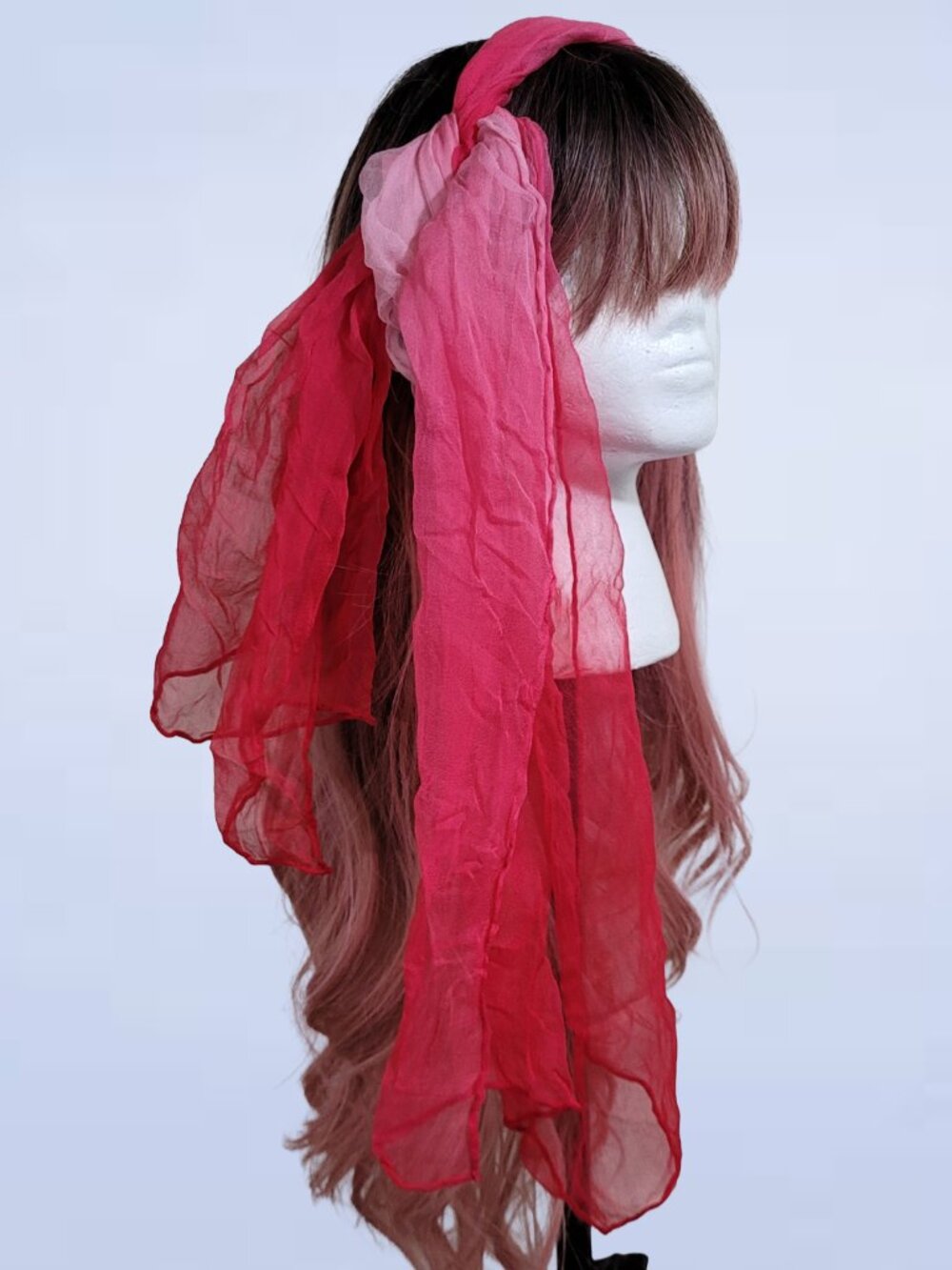Pink Ombre Silk Chiffon Long Rectangle Scarf